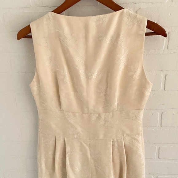 Vintage Y2K Midi dress Gown Babydoll Bow Cream Vanilla Floral Jacquard 8 - Picture 11 of 16